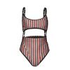 Europe and the new swimwear sexy striped strap buckle one-piece swimsuit