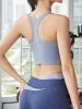 2 Pieces Contrast Color Patchwork Yoga Set, Wide Strap Sports Bra & Overlap Leggings, Women's Activewear