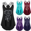 European and American women's new wind chime print strap lace T-shirt