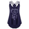 European and American women's new wind chime print strap lace T-shirt