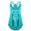 European and American women's new wind chime print strap lace T-shirt