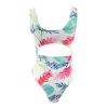 spring and summer sexy wrapped chest tied knot hollow printed one-piece swimwear