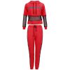 Autumn and Winter Women's Hooded Mesh Yarn Stitching Casual Sports Suit Jacket + Pants Two-piece