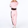 Autumn and Winter Women's Hooded Mesh Yarn Stitching Casual Sports Suit Jacket + Pants Two-piece