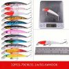 56pcs Premium Minnow Fishing Lures Kit - Hard Bait Plastic Tackle Crank Baits for Freshwater and Saltwater Fishing - Lifelike Design for Increased Cat