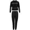 Autumn and Winter Women's Hooded Mesh Yarn Stitching Casual Sports Suit Jacket + Pants Two-piece