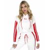 2 Piece Set Women Tracksuit Sportswear Casual White Red Sweat Pants Hooded Cropped Sweatshirt Hoodie