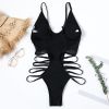 Europe and the United States new swimwear V-neck bandage one-piece swimsuit