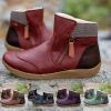 Women's Boots Plus Size Ladies Autumn Winter Vintage Splicing Round Toe Plus Velvet Zip Up Short Ankle Boots Warm Shoes Mujer