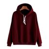 Women Casual Solid Color Hoodies Ladies Long Sleeve Casual Hooded Sweatshirts