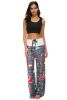 Christmas Snowflake Elk Print Stitched Casual Wide Leg Pants