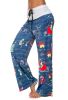 Christmas Snowflake Elk Print Stitched Casual Wide Leg Pants