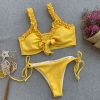 Solid Color Bikini Female Flower Swimsuit Ruffled Swimsuit Chest Strap Bikini Split