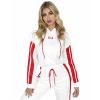 2 Piece Set Women Tracksuit Sportswear Casual White Red Sweat Pants Hooded Cropped Sweatshirt Hoodie