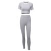 Fashion Casual Sports Suit White Side Slim T-shirt Casual Pants Two-piece