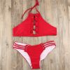 Europe and the United States new red punching sexy lace bikini split swimsuit