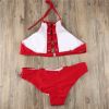 Europe and the United States new red punching sexy lace bikini split swimsuit