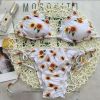 Sunflower Print Bikini New Swimwear Women's Fluffy Swimwear Strap Bikini