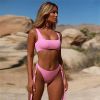 women's sexy bikini straps knotted split swimsuit