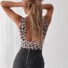 Summer Swimwear New Style Deep V Leopard Print Sexy One-piece Swimsuit